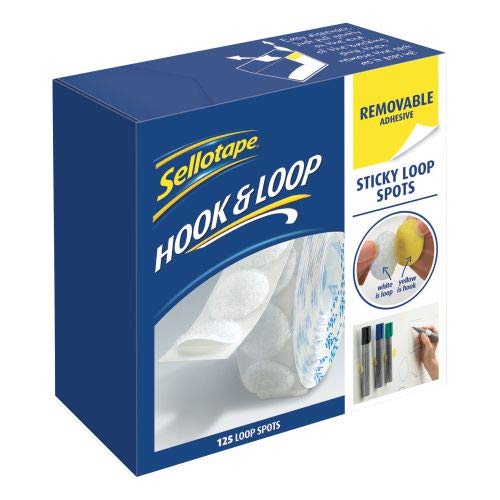 Best Value Sellotape 2055790 Removable Hook and Loop Spot