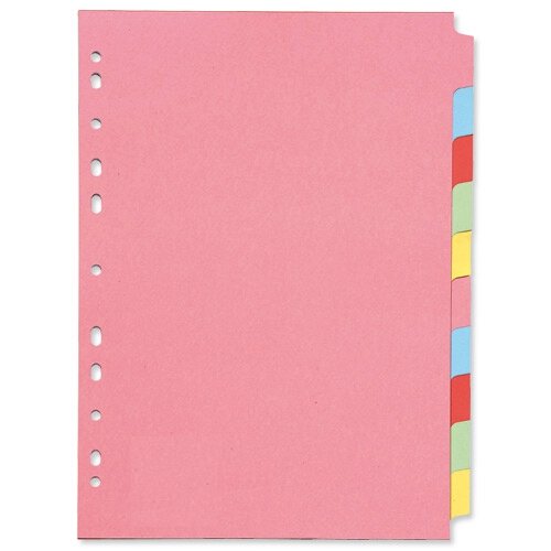 Best Value Concord Subject Dividers 230 Micron 10-Part A4 10 Colours Ref 72299/J22