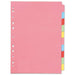 Best Value Concord Subject Dividers 230 Micron 10-Part A4 10 Colours Ref 72299/J22