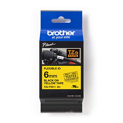 Brother TZe-FX611 - Black on yellow - Roll (0.6 cm x 8 m) 1 roll(s) flexible tape - for Brother PT-D210, D600, H110, H200, P-Touch PT-1005, E550, H107, P-Touch Cube Plus PT-P710