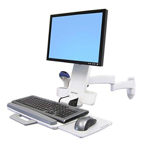 Ergotron 200 Series Combo Arm - Mounting kit (handle, wall bracket, articulating arm, support tray, wrist rest) for LCD display / keyboard / mouse / bar code scanner - plastic, aluminium, steel - white - screen size: up to 24" - wall-mountable