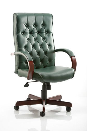 Chesterfield Executive Chair Green Leather