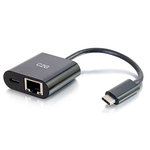 C2G USB C to Ethernet Adapter With Power Delivery - Black - Network adapter - USB-C - Gigabit Ethernet x 1 - black