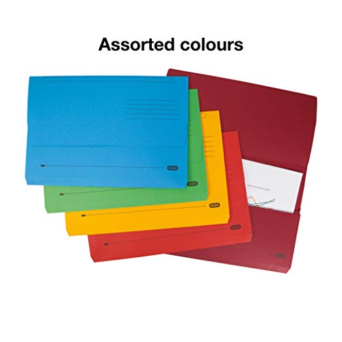 Elba Strongline Foolscap Bright Manilla Document Wallet Half Flap Heavyweight 320gsm 32mm Assorted Colours (Pack 25)