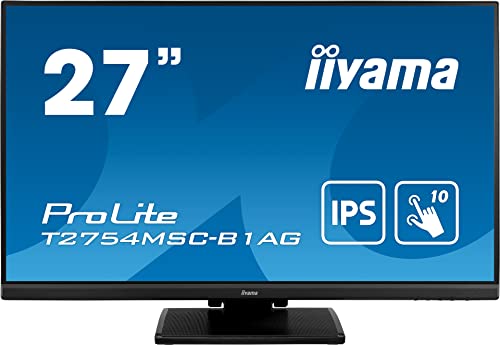 iiyama ProLite T2754MSC-B1AG - LED monitor - 27" - touchscreen - 1920 x 1080 Full HD (1080p) @ 60 Hz - IPS - 300 cd/m² - 1000:1 - 4 ms - HDMI, VGA - speakers - matte black