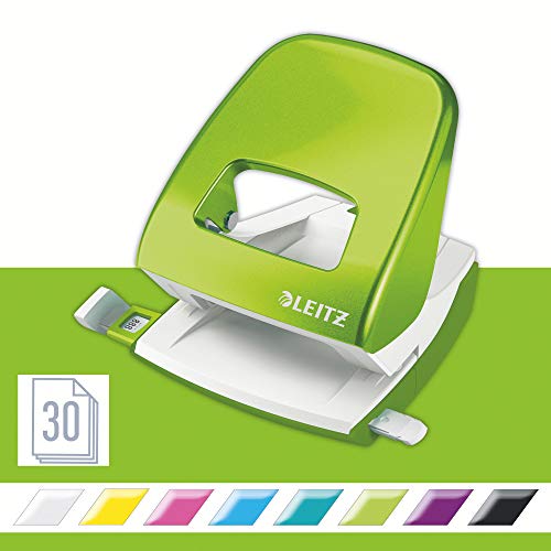 Best Value Leitz 50081054 Hole Punch, 30 Sheets, Guide Bar with Format Markings, Metal, WOW Range, Green