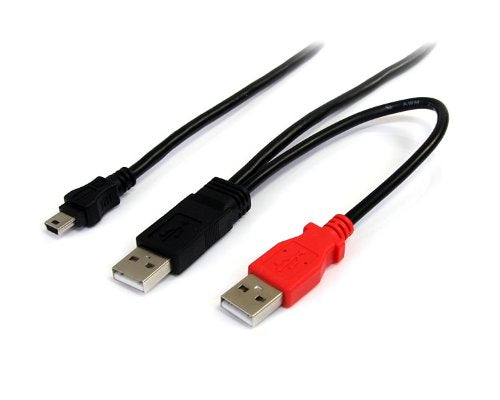 Best Value StarTech.com 6 ft USB Y Cable for External Hard Drive, USB A to Mini B, USB Cable, USB (M) to Mini-USB Type B (M), USB 2.0, 6 ft, Black