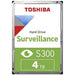 Toshiba S300 Surveillance - Hard drive - 4 TB - internal - 3.5" - SATA 6Gb/s - 5400 rpm - buffer: 128 MB