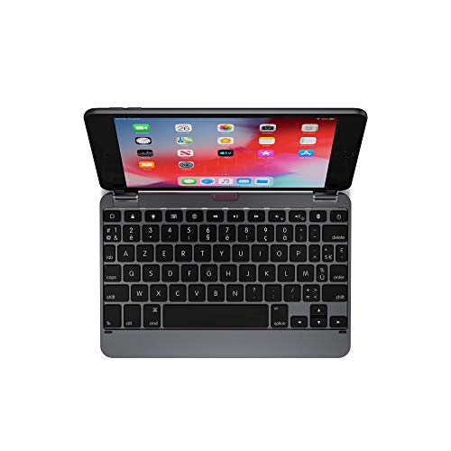 Brydge 7.9 Inch AZERTY French Bluetooth Wireless Keyboard for Apple iPad Mini 4th 5th Gen 180 Degree Viewing Angle 3 Level Backlit Keys Space Grey