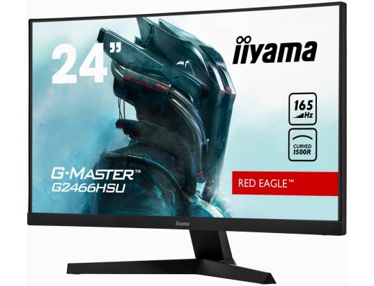 iiyama G-MASTER Red Eagle G2466HSU-B1 - LED monitor - curved - 24" (23.6" viewable) - 1920 x 1080 Full HD (1080p) @ 165 Hz - VA - 250 cd/m² - 3000:1 - 1 ms - 2xHDMI, DisplayPort - speakers - matte black