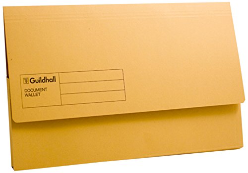 Best Value Exacompta Guildhall Document Wallets, 285 gsm, Foolscap - Yellow, Pack of 50