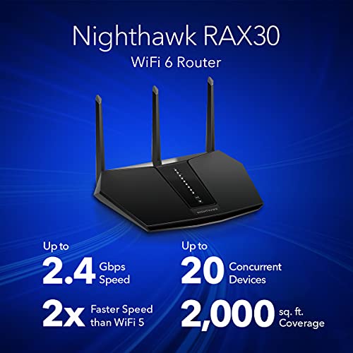 NETGEAR Nighthawk RAX30 - Wireless router - 4-port switch - GigE - 802.11a/b/g/n/ac/ax - Dual Band