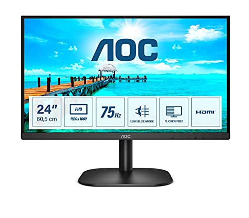 AOC 24B2XDM - B2 Series - LED monitor - 23.8" - 1920 x 1080 Full HD (1080p) @ 75 Hz - VA - 250 cd/m - 3000:1 - 4 ms - DVI, VGA - black