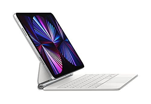 Apple Magic Keyboard - Keyboard and folio case - with trackpad - backlit - Apple Smart connector - QWERTY - Arabic - white - for 11-inch iPad Pro (1st generation, 2nd generation, 3rd generation), 10.9-inch iPad Air (4th generation)