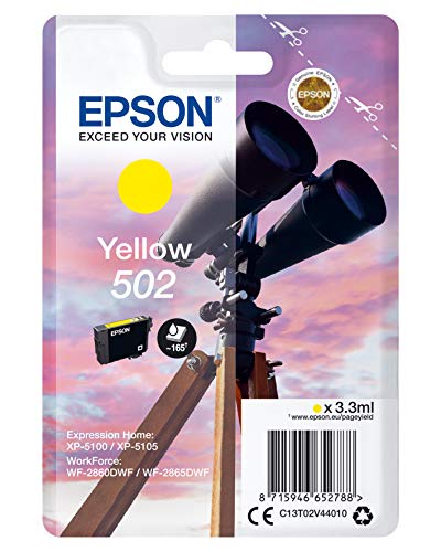 Epson 502 - 3.3 ml - yellow - original - blister - ink cartridge - for Expression Home XP-5100, XP-5105, WorkForce WF-2860, WF-2860DWF, WF-2865DWF