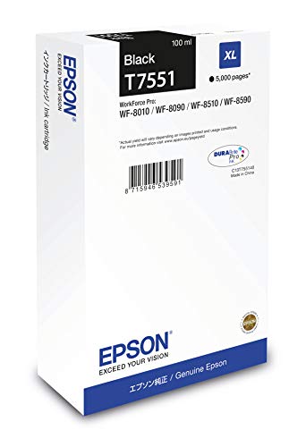 Epson T7551 - 100 ml - XL size - black - original - ink cartridge - for WorkForce Pro WF-8010, WF-8090, WF-8090 D3TWC, WF-8510, WF-8590, WF-8590 D3TWFC