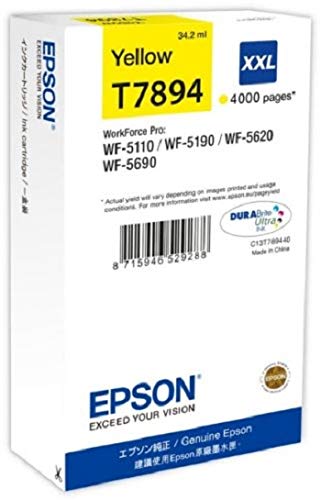 Epson T7894 - 34.2 ml - XXL size - yellow - original - ink cartridge - for WorkForce Pro WF-5110DW, WF-5190DW, WF-5190DW BAM, WF-5620DWF, WF-5690DWF, WF-5690DWF BAM