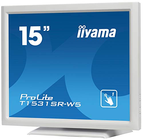 iiyama ProLite T1531SR-W5 - LED monitor - 15" - touchscreen - 1024 x 768 - TN - 370 cd/m - 700:1 - 8 ms - HDMI, VGA, DisplayPort - speakers - white