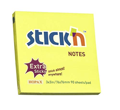 Best Value STICK'N Value Stickn Extra Sticky Notes 76x76mm Neon Yellow PK12