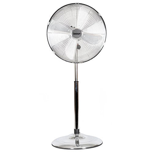 Best Value Igenix DF1660 Pedestal Fan, 16 Inch, 3 Speed, Quiet Operation, Oscillating, Adjustable Height, Cooling Fan, Retro Chrome Design, Ideal for Home and Office, Chrome