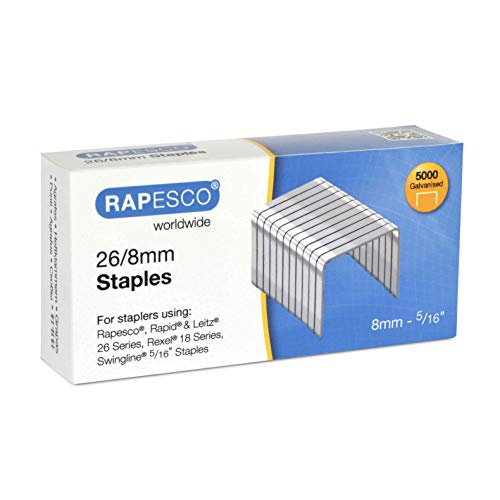 Best Value Rapesco S11880Z3 Staples - 26/8mm, Silver, Box of 5,000