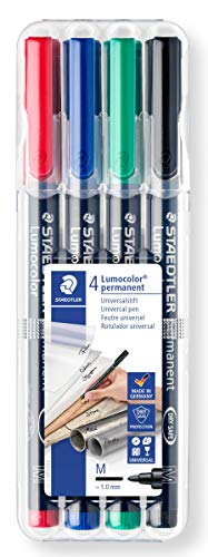 Best Value Staedtler 317 WP4 Lumocolor Universal Permanent Medium Pens - Assorted Colours