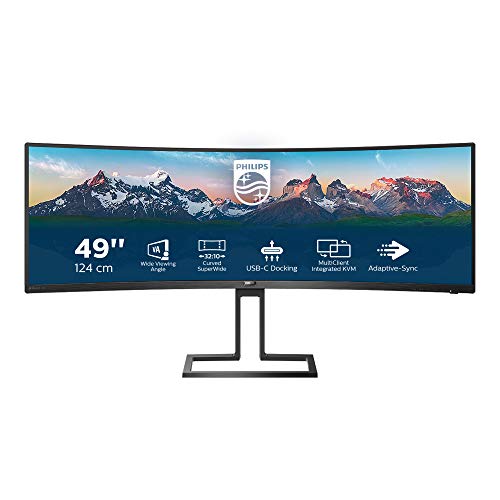 Philips P-line 498P9 - LED monitor - curved - 49" (48.8" viewable) - 5120 x 1440 Dual Quad HD @ 70 Hz - VA - 450 cd/m? - 3000:1 - 5 ms - 2xHDMI, DisplayPort - speakers - black texture