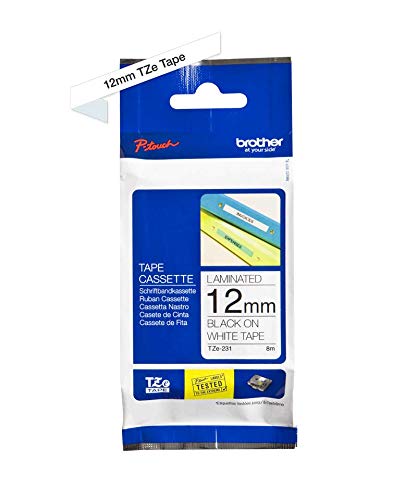 Best Value Brother TZe-231 Labelling Tape Cassette, 12 mm (W) x 8 m (L), Laminated, Brother Genuine Supplies - Black on White