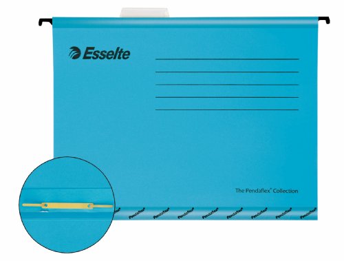 Esselte Classic Reinforced Suspension File with Binder Strip, A4, Pack of 10, Tabs Included, Blue, 93130