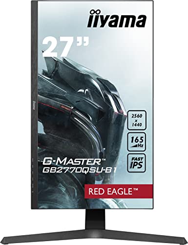 iiyama G-MASTER Red Eagle GB2770QSU-B1 - LED monitor - 27" - 2560 x 1440 WQHD @ 165 Hz - Fast IPS - 400 cd/mï¿½ - 1000:1 - 0.5 ms - HDMI, DisplayPort - speakers - matte black