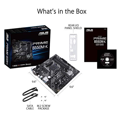 ASUS PRIME B550M-K - Motherboard - micro ATX - Socket AM4 - AMD B550 - USB 3.2 Gen 1, USB 3.2 Gen 2 - Gigabit LAN - onboard graphics (CPU required) - HD Audio (8-channel)