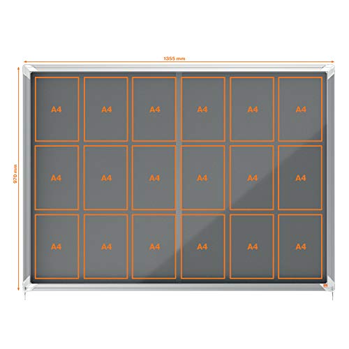 Nobo Premium Plus Grey Felt Lockable Notice Board 18Xa4 Dd