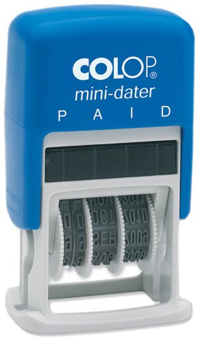 Best Value Colop S160-L2 Mini Text Dater Stamp PAID 12 Years Self-Inking Imprint 12 x 25mm Red/Blue Ref 14560200