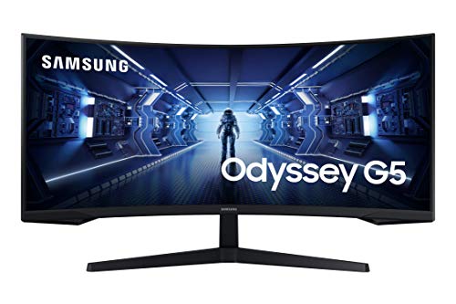 Samsung Odyssey G5 C34G55TWWR - G55T Series - LED monitor - curved - 34" (34" viewable) - 3440 x 1440 Ultra WQHD @ 165 Hz - VA - 250 cd/m? - 2500:1 - HDR10 - 1 ms - HDMI, DisplayPort - black