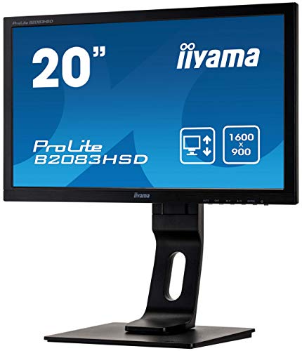 Iiyama Prolite B2083HSD-B1 19.5" Wide LED LCD Black, Height Adjustable, TN, 5ms, 1 x VGA, 1 x DVI-D, Pivot, Swivel, Tilt, Speakers