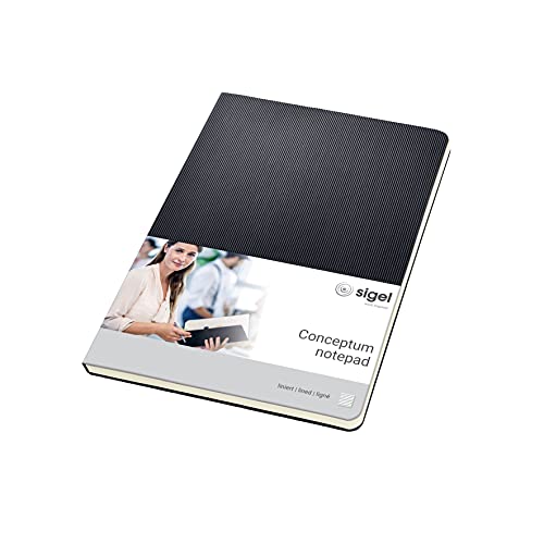 Sigel CONCEPTUM A5 Casebound Hard Cover Notepad 2 Hole Punched Ruled 120 Detachable Pages Black CO803