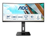 AOC CU34P2A - LED monitor - curved - 34" - 3440 x 1440 Ultra WQHD @ 100 Hz - VA - 300 cd/m - 3000:1 - 1 ms - 2xHDMI, DisplayPort - speakers - black