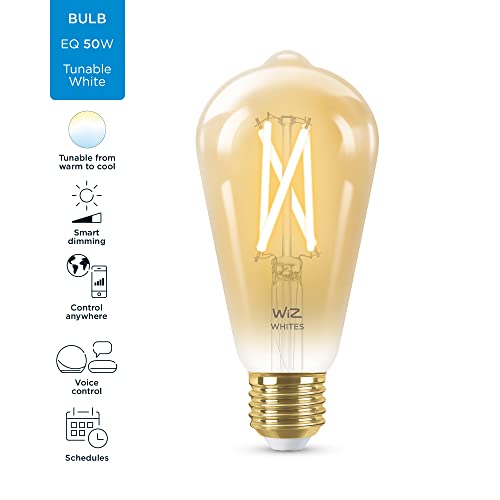 WiZ Whites - LED filament light bulb - shape: ST64 - E27 - 6.7 W (equivalent 50 W) - class A+ - warm white to daylight - 2000-5000 K - amber