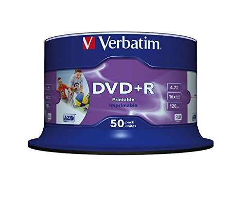 Best Value Verbatim 43512 4.7GB 16x Wide Inkjet Printable DVD+R - 50 Pack Spindle