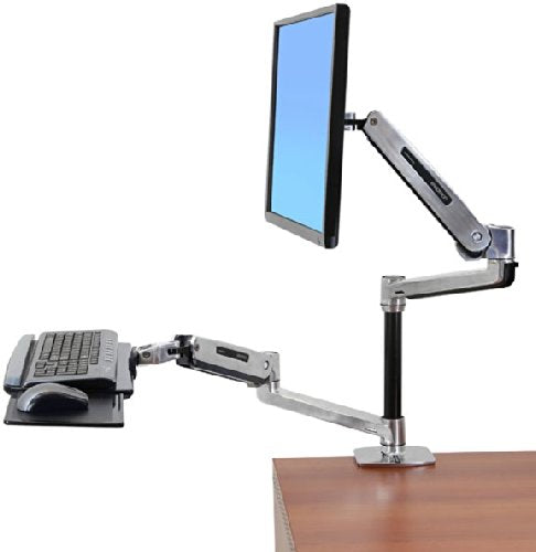 Ergotron LX HD Sit-Stand Desk Mount LCD Arm - Mounting kit (pole, VESA adapter, sit-stand arm, desk clamp base, grommet-mount base) for LCD display - aluminium - polished aluminium - screen size: up to 46"