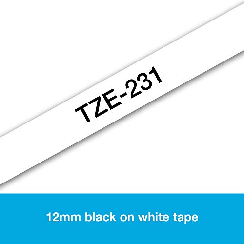 Brother 12MM BK ON WHITE LABEl TAPE PACK OF 5