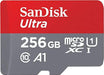 SanDisk Ultra - Flash memory card (microSDXC to SD adapter included) - 256 GB - A1 / UHS-I U1 / Class10 - microSDXC UHS-I