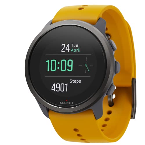 Suunto 5 Peak - 43 mm - grey - sport watch with strap - silicone - yellow - wrist size: 120-200 mm - display 1.1" - Bluetooth - 39 g - ochre