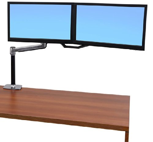 Ergotron LX HD Sit-Stand Desk Mount LCD Arm - Mounting kit (pole, VESA adapter, sit-stand arm, desk clamp base, grommet-mount base) for LCD display - aluminium - polished aluminium - screen size: up to 46"