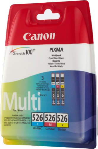 Canon CLI-526 - 4541B012 - 1 x Yellow,1 x Cyan,1 x Magenta - Ink tank - For PIXMA iP4950,iX6550,MG5250,MG5350,MG6150,MG6250,MG8150,MG8250,MX715,MX885,MX895