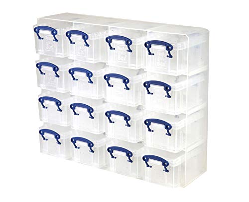 Best Value Really Useful Box Plastic Storage Organiser 0.3 Litre Pack Of 16 - Color: Clear