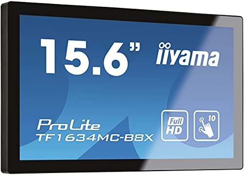 iiyama ProLite TF1634MC-B8X - LED monitor - 15.6" - open frame - touchscreen - 1920 x 1080 Full HD (1080p) @ 60 Hz - IPS - 450 cd/mï¿½ - 700:1 - 25 ms - HDMI, VGA, DisplayPort - black, matte