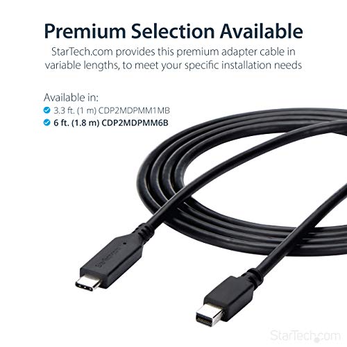 StarTech 6 ft USB-C to Mini DisplayPort Cable - Black