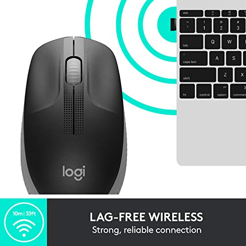 Logitech M190 - Mouse - optical - 3 buttons - wireless - USB wireless receiver - mid grey