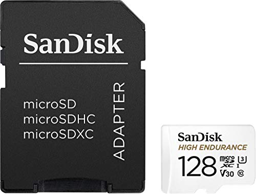 SanDisk High Endurance - Flash memory card (microSDXC to SD adapter included) - 128 GB - Video Class V30 / UHS-I U3 / Class10 - microSDXC UHS-I